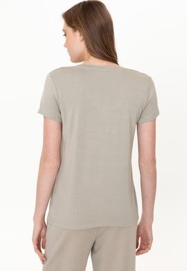 Kadın Haki V Yaka Basic Tişört - 50246033033