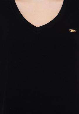 Kadın Siyah V Yaka Basic Tişört - 50246033005