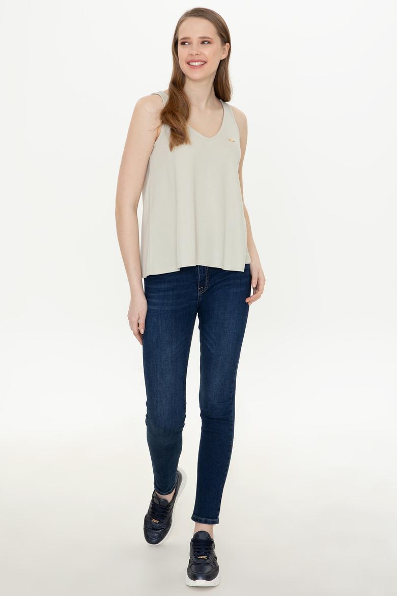 Kadın Taş Kolsuz Tişört - 50248910005