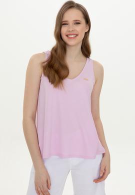 Kadın Manolya V Yaka Kolsuz Tişört - 50248910020