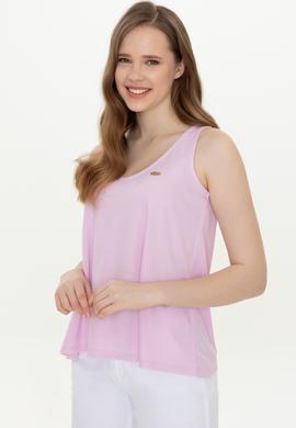 Kadın Manolya V Yaka Kolsuz Tişört - 50248910020