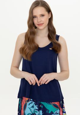 Kadın Lacivert Kolsuz Tişört - 50248910029