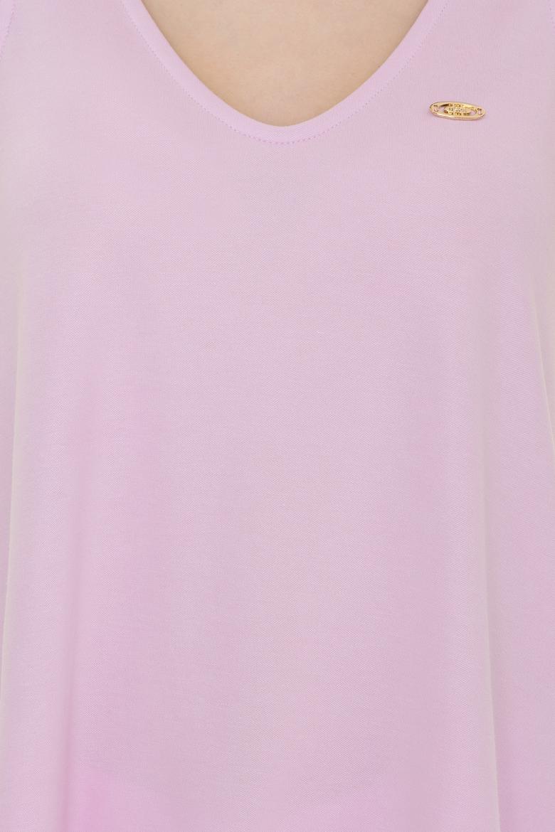 Kadın Manolya V Yaka Kolsuz Tişört - 50248910020