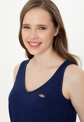 Kadın Lacivert Kolsuz Tişört - 50248910029