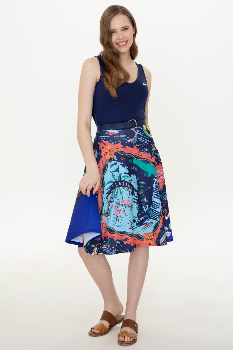 Kadın Lacivert Kolsuz Tişört - 50248910029