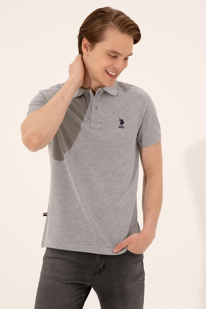Erkek Gri Melanj Basic Polo Yaka Tişört - 50249153250