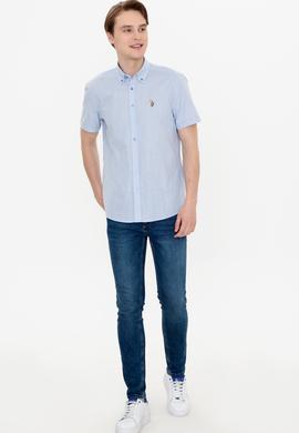 Erkek Mavi Kısa Kollu Gömlek - 50246425023