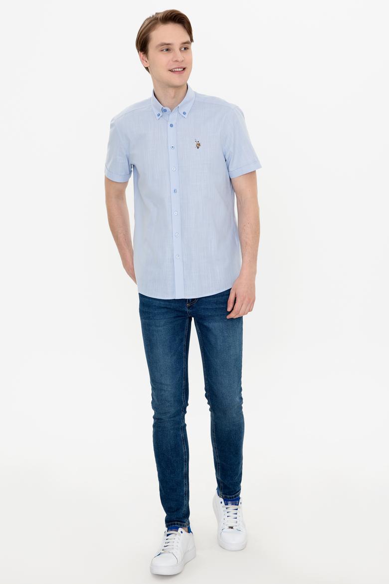 Erkek Mavi Kısa Kollu Gömlek - 50246425023