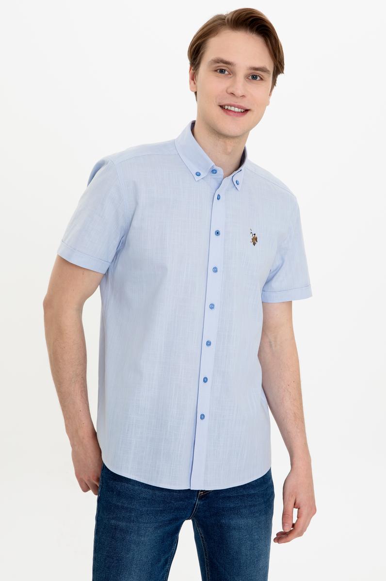 Erkek Mavi Kısa Kollu Gömlek