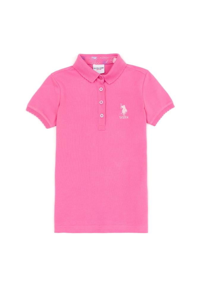 Kız Çocuk Pembe Basic Polo Yaka Tişört