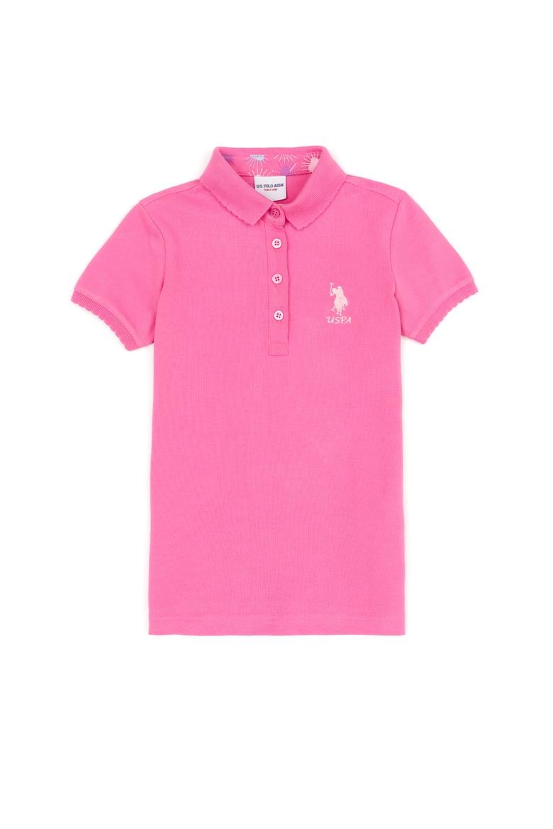 Kız Çocuk Pembe Basic Polo Yaka Tişört