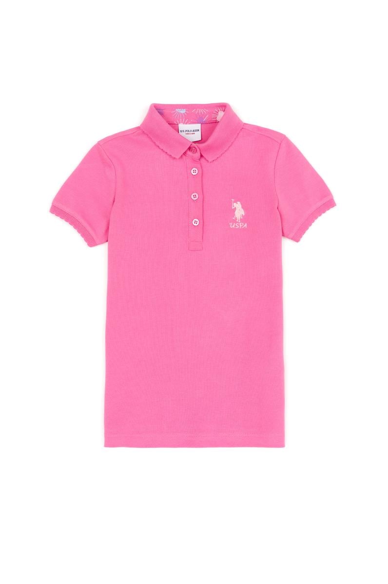 Kız Çocuk Pembe Basic Polo Yaka Tişört