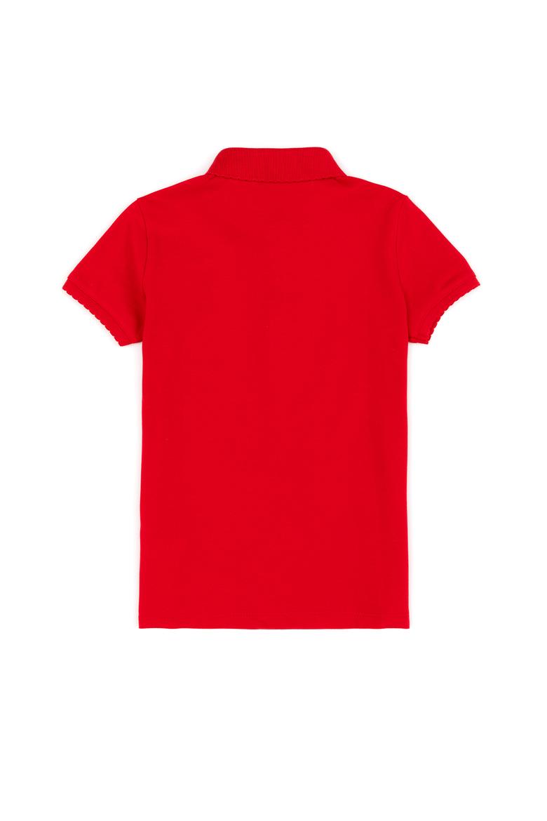 Kız Çocuk Kırmızı Basic Polo Yaka Tişört - 50246800173