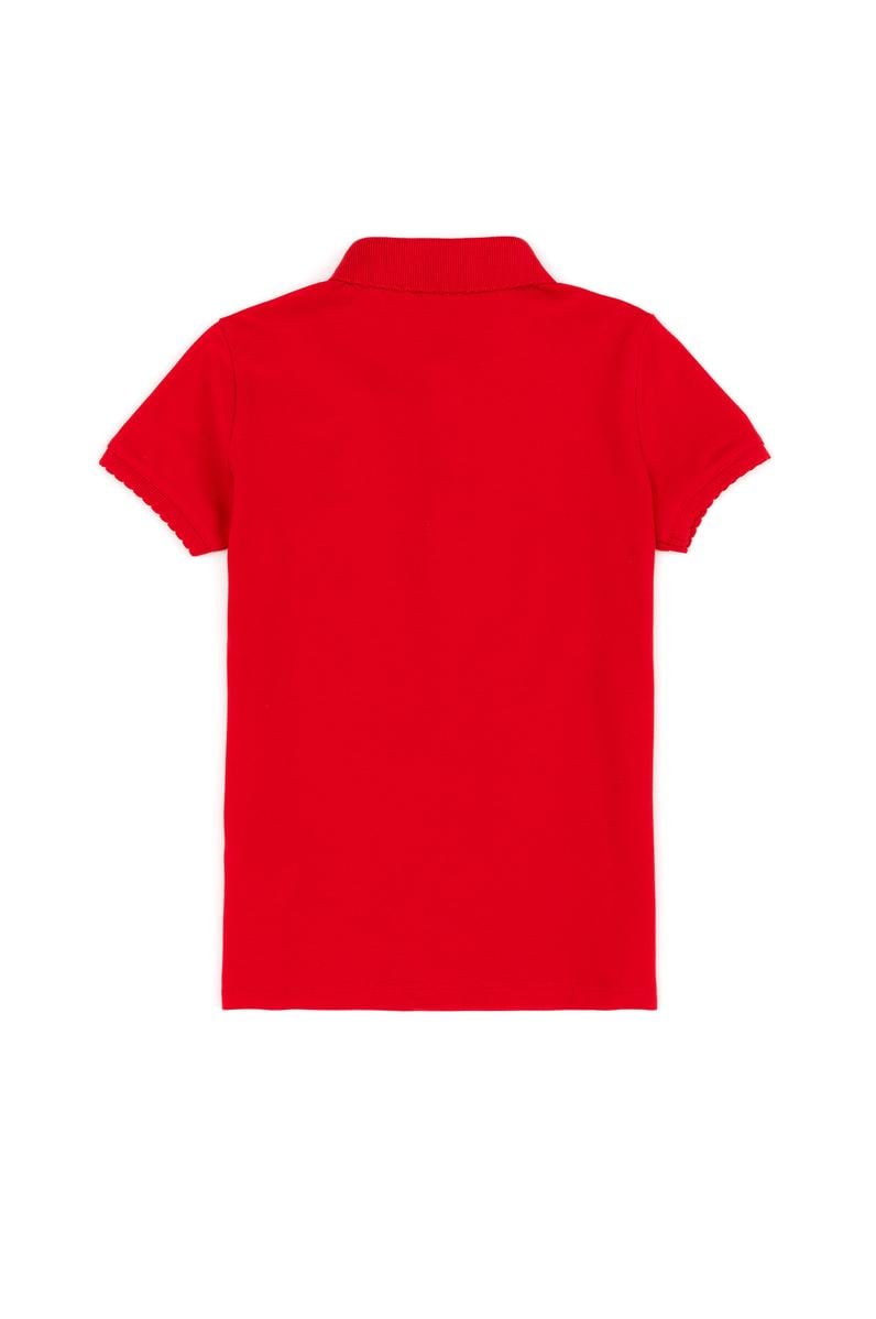 Kız Çocuk Kırmızı Basic Polo Yaka Tişört