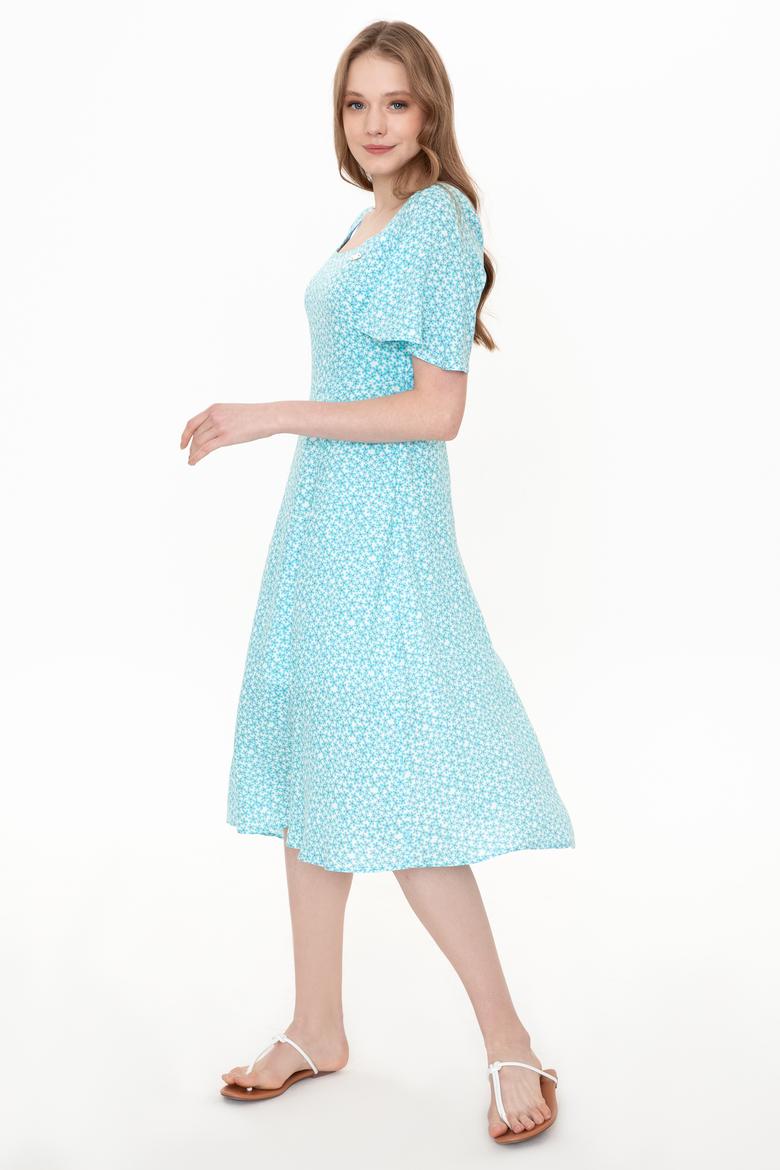 Kadın Turkuaz Dokuma Elbise - 50246567010