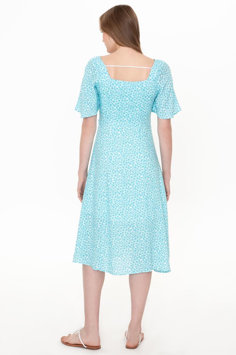Kadın Turkuaz Dokuma Elbise - 50246567010