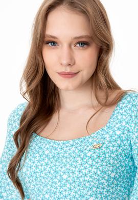 Kadın Turkuaz Dokuma Elbise - 50246567010