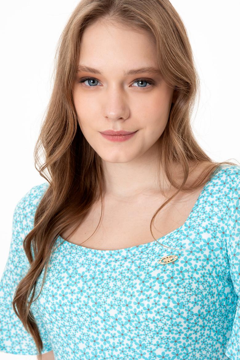 Kadın Turkuaz Dokuma Elbise - 50246567010