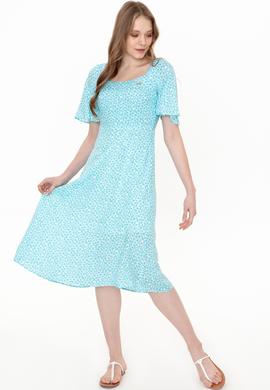 Kadın Turkuaz Dokuma Elbise - 50246567010