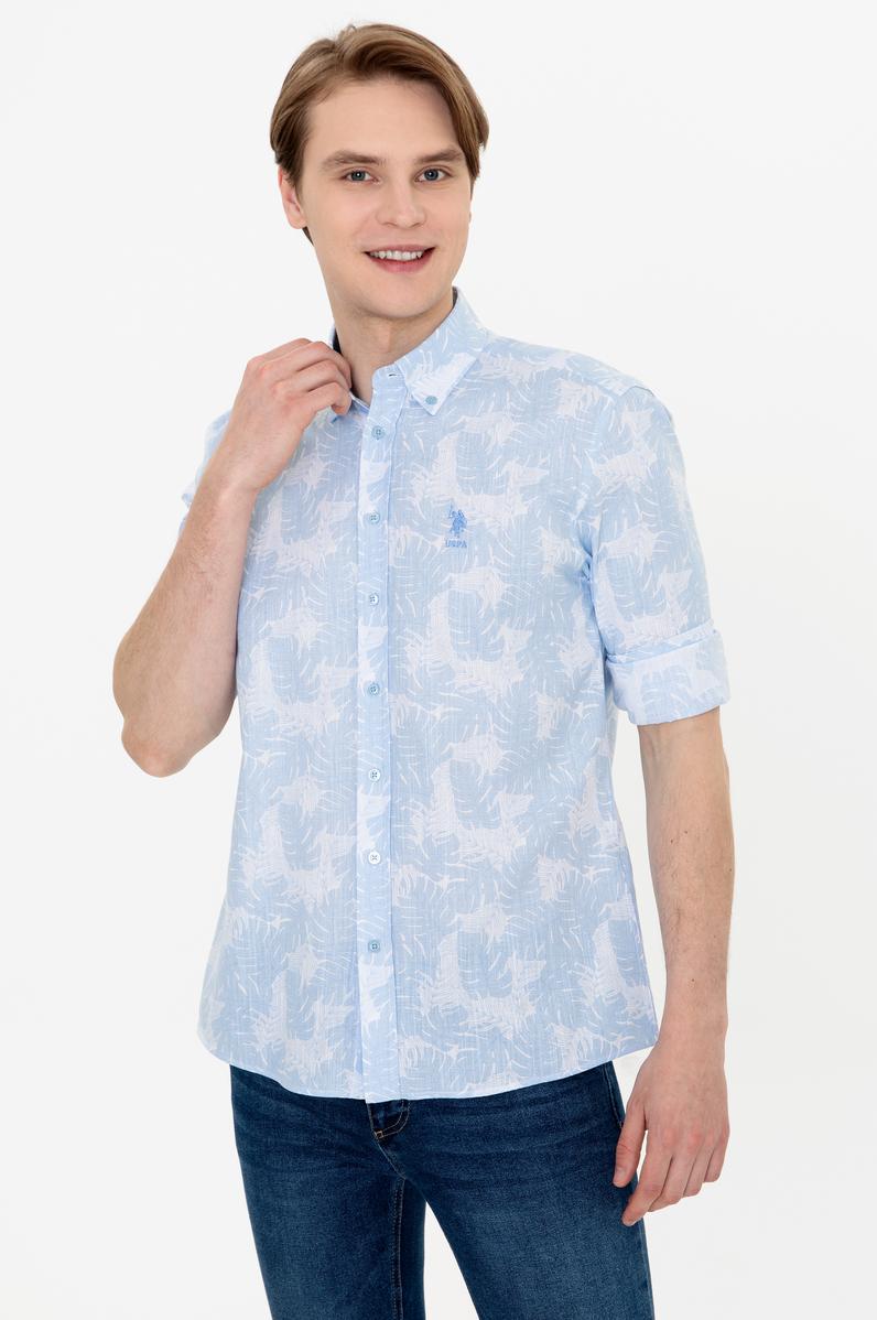 Erkek Mavi Uzun Kollu Gömlek