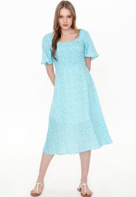 Kadın Turkuaz Dokuma Elbise - 50246567010