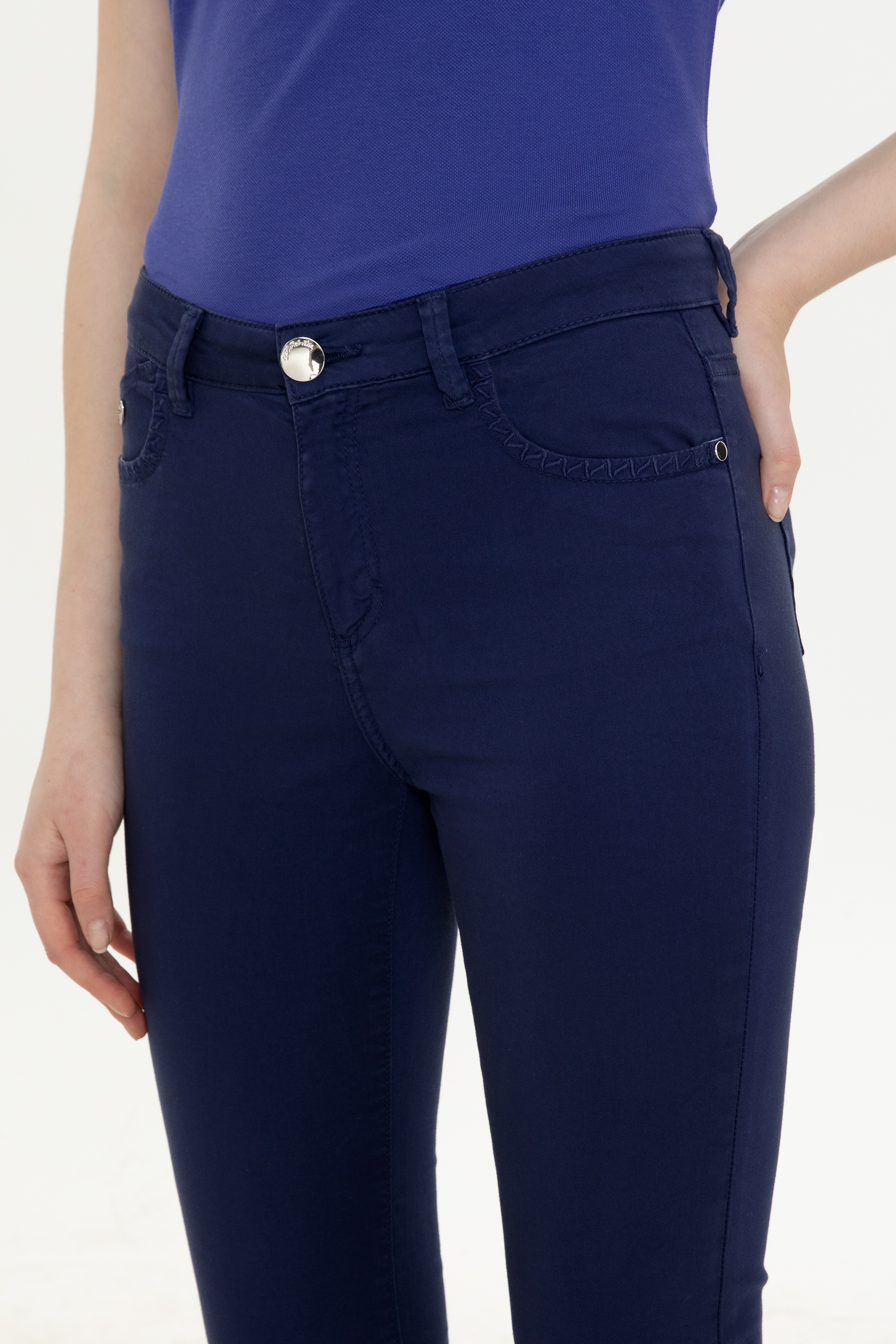 Kadın Lacivert Toothpick Fit Pantolon - Image 5