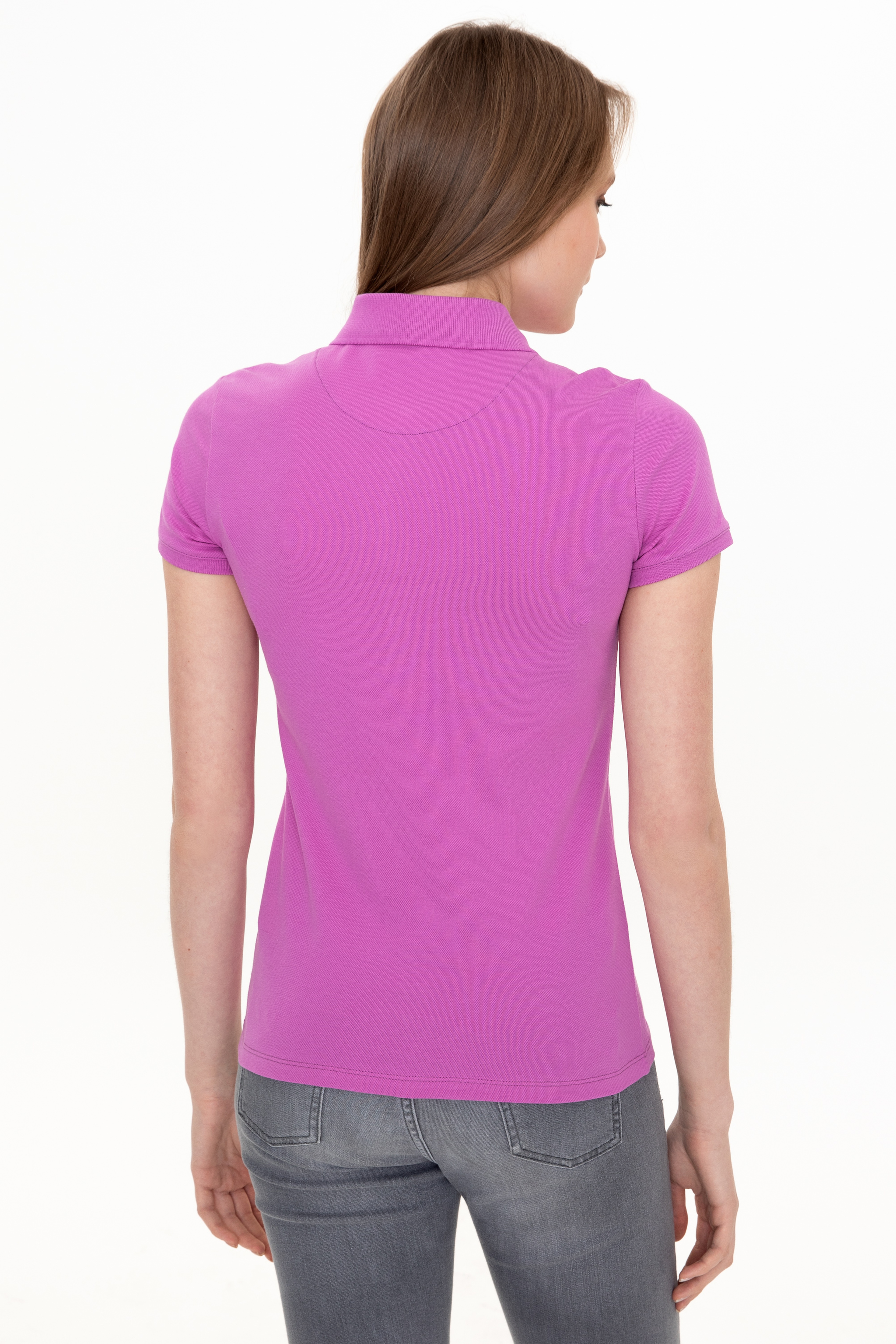 Kadın Menekşe Basic Polo Yaka Tişört - Image 5