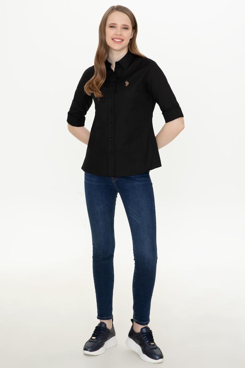 Kadın Siyah Uzun Kollu Basic Gömlek - 50246454058