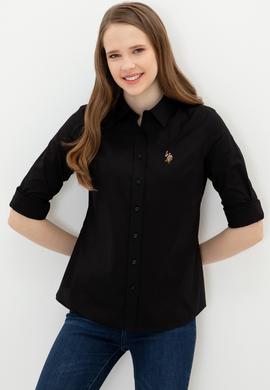 Kadın Siyah Uzun Kollu Basic Gömlek - 50246454058