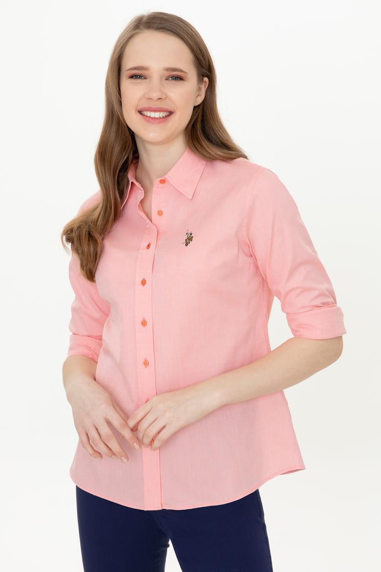 Kadın Somon Uzun Kollu Basic Gömlek - 50246454132