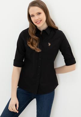 Kadın Siyah Uzun Kollu Basic Gömlek - 50246454058