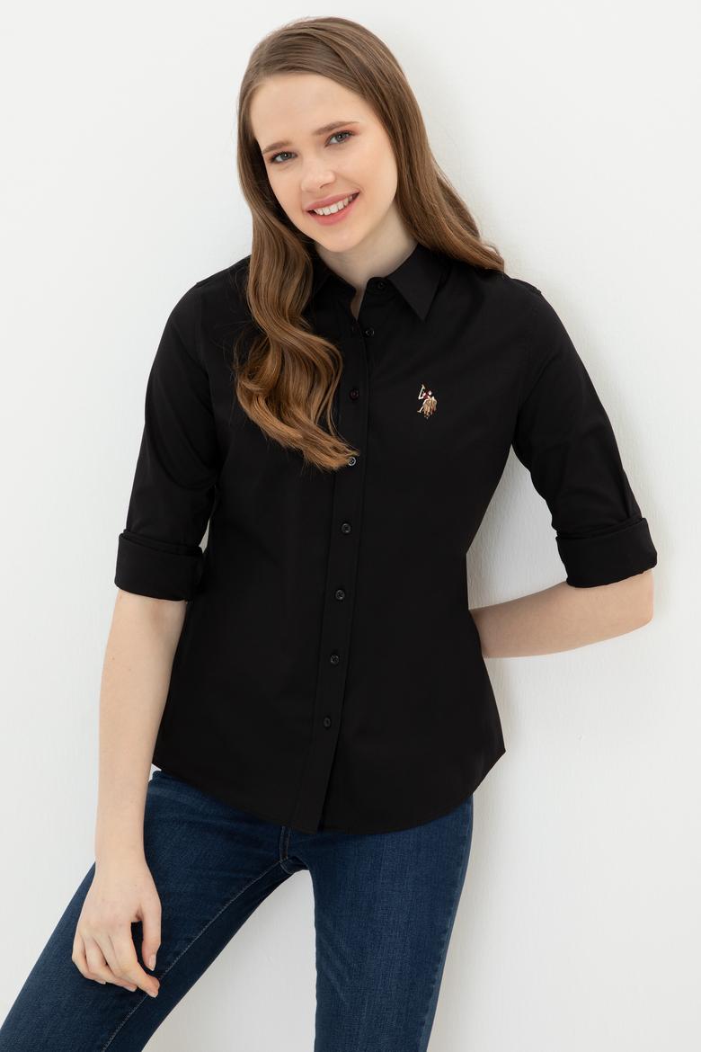 Kadın Siyah Uzun Kollu Basic Gömlek