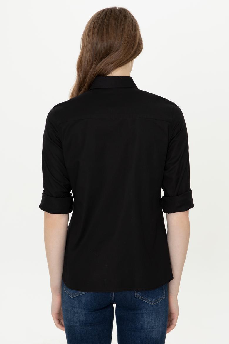 Kadın Siyah Uzun Kollu Basic Gömlek - 50246454058