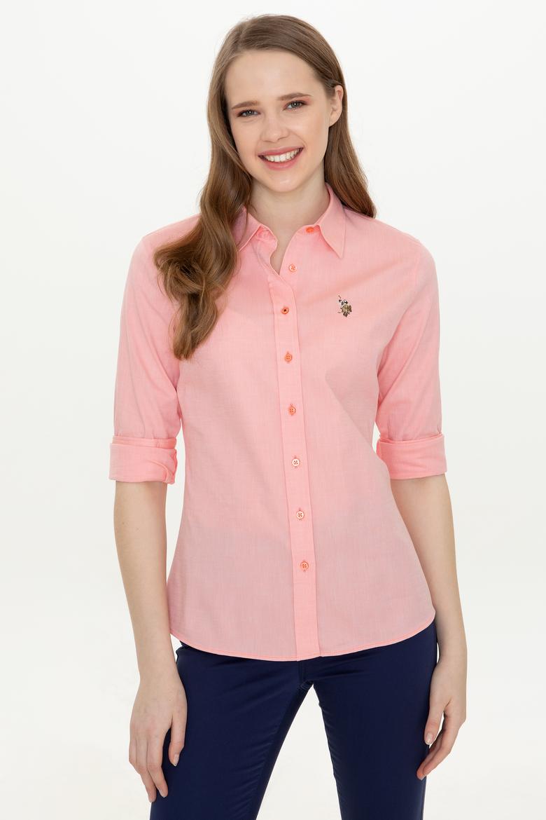 Kadın Somon Uzun Kollu Basic Gömlek - 50246454132