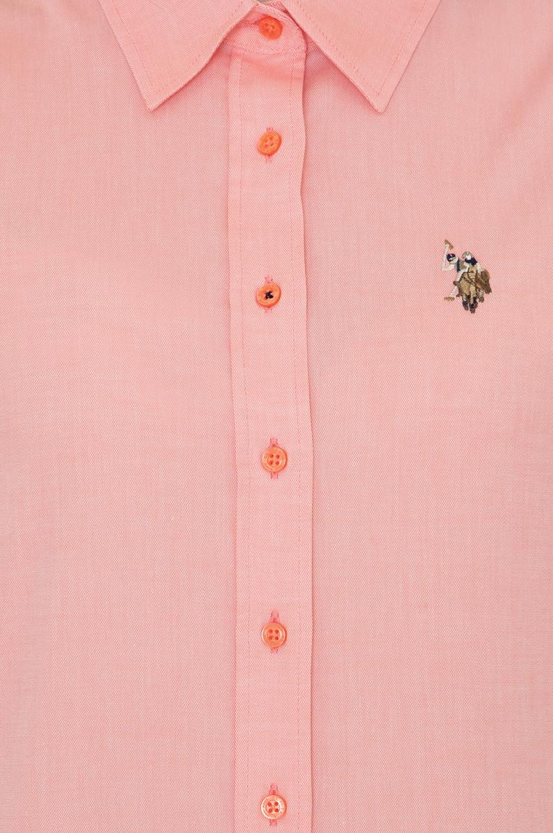 Kadın Somon Uzun Kollu Basic Gömlek