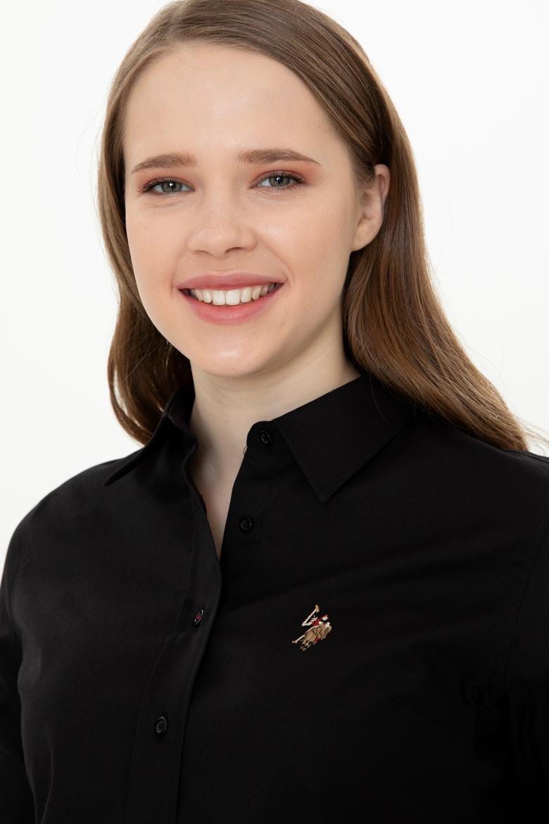 Kadın Siyah Uzun Kollu Basic Gömlek - 50246454058