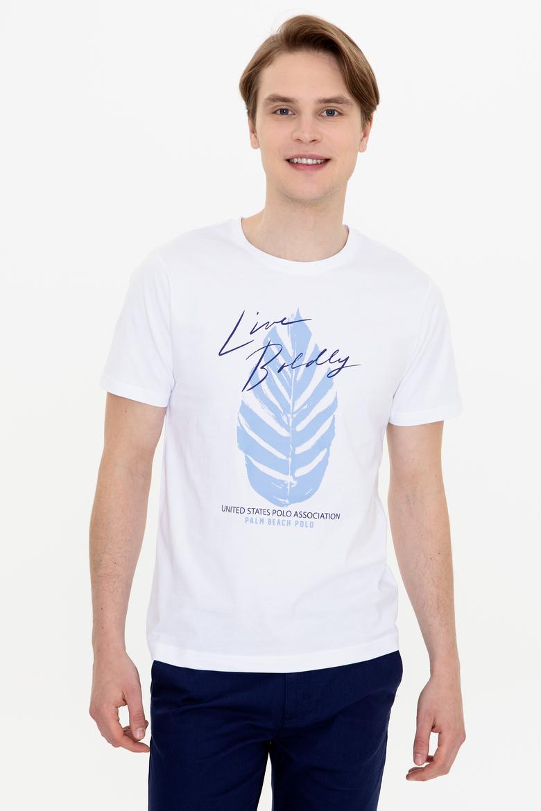 Erkek Beyaz Bisiklet Yaka Tişört - 50246117007