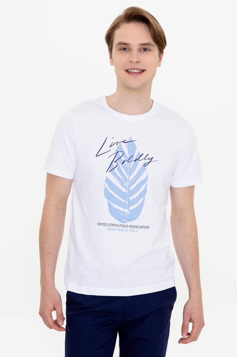 Erkek Beyaz Bisiklet Yaka Tişört