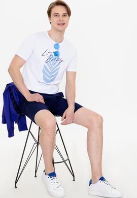 Erkek Beyaz Bisiklet Yaka Tişört - 50246117007