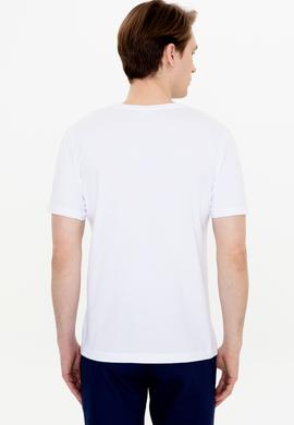 Erkek Beyaz Bisiklet Yaka Tişört - 50246117007