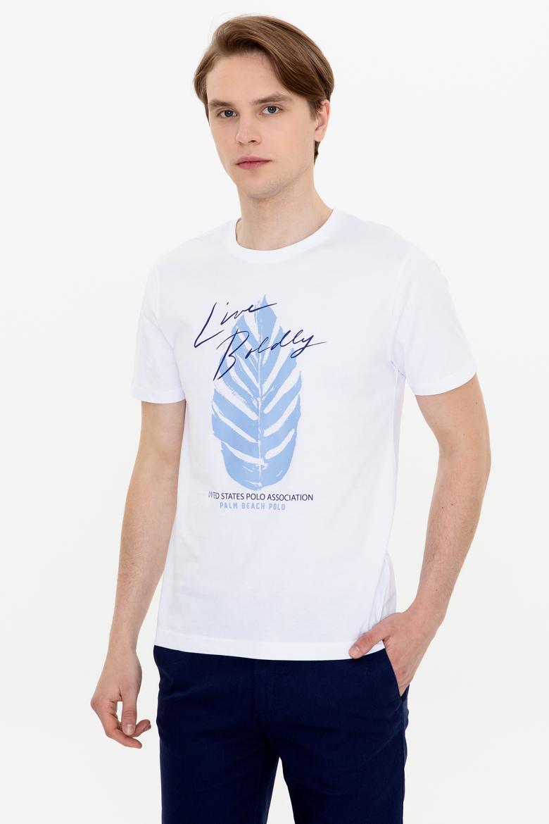 Erkek Beyaz Bisiklet Yaka Tişört - 50246117007