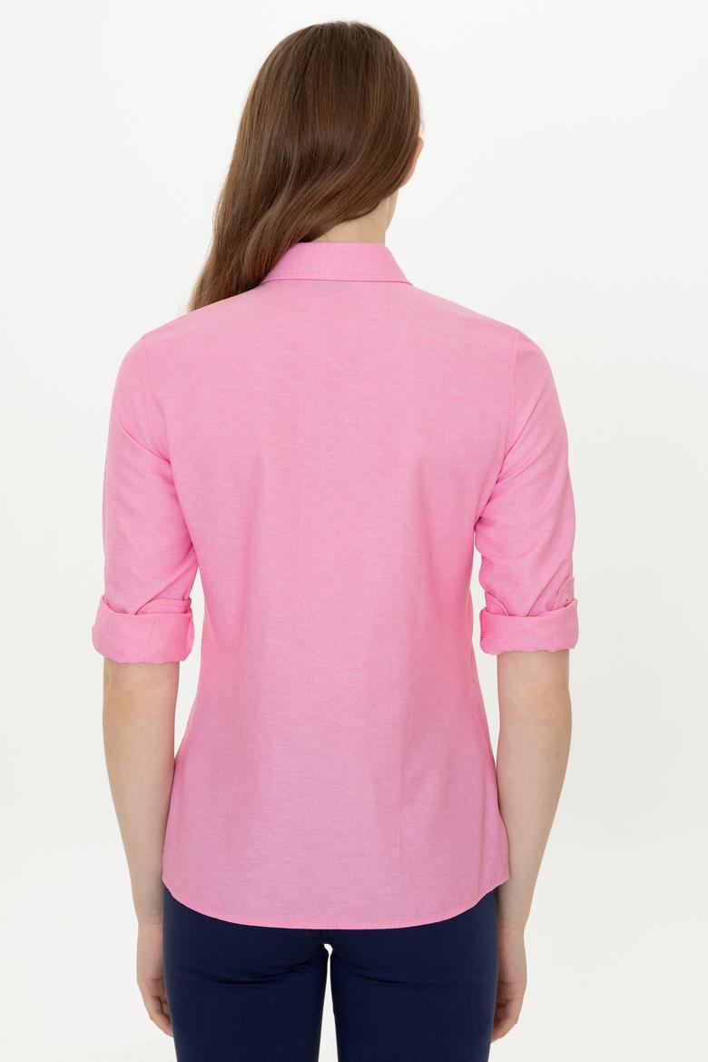 Kadın Pembe Uzun Kollu Basic Gömlek - 50246414043