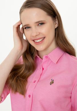 Kadın Pembe Uzun Kollu Basic Gömlek - 50246414043