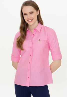 Kadın Pembe Uzun Kollu Basic Gömlek - 50246414043
