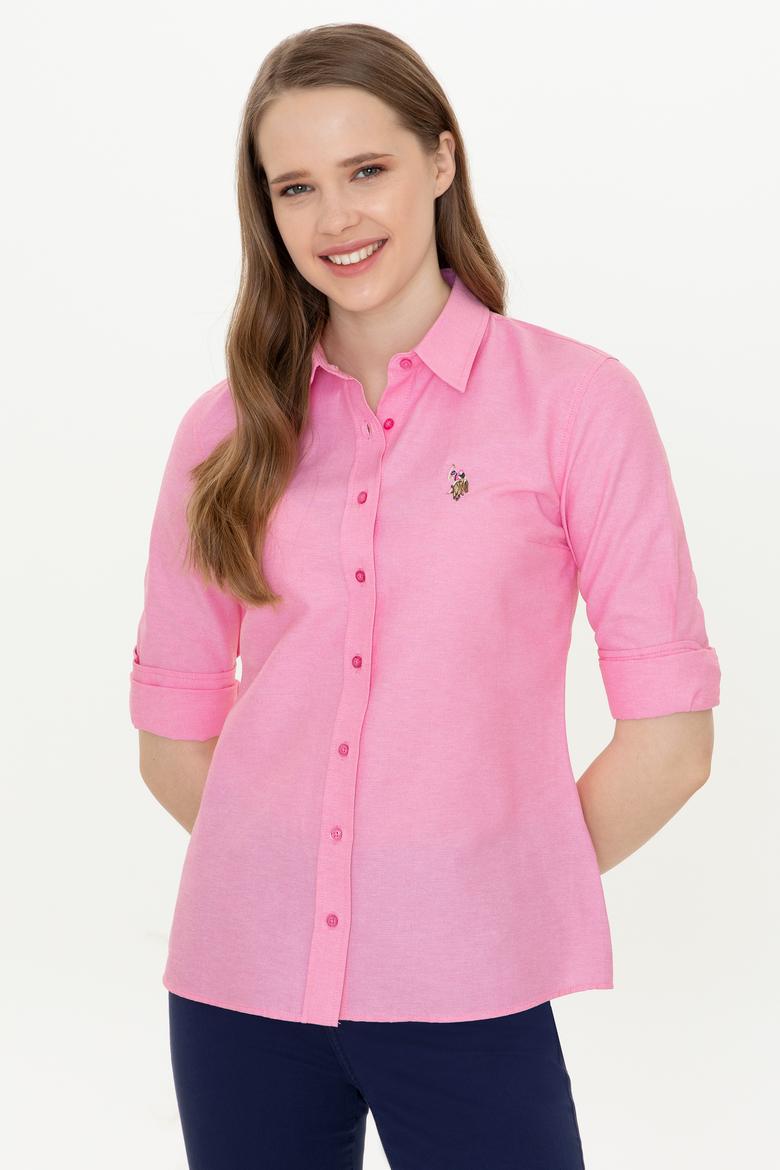 Kadın Pembe Uzun Kollu Basic Gömlek - 50246414043