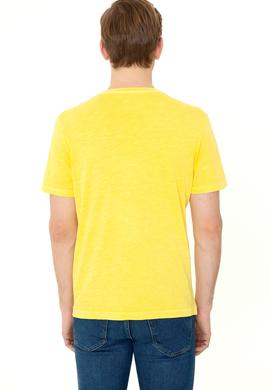 Erkek Açık Sarı V - Yaka Basic T-Shirt - 50246848069