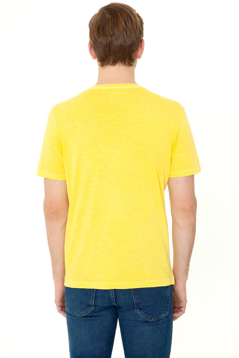Erkek Açık Sarı V - Yaka Basic T-Shirt - 50246848069