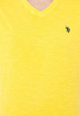 Erkek Açık Sarı V - Yaka Basic T-Shirt - 50246848069