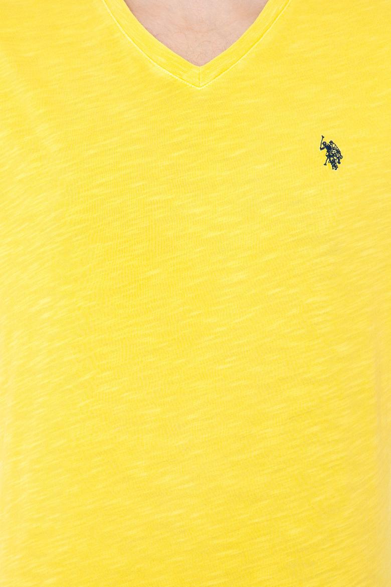 Erkek Açık Sarı V - Yaka Basic T-Shirt - 50246848069