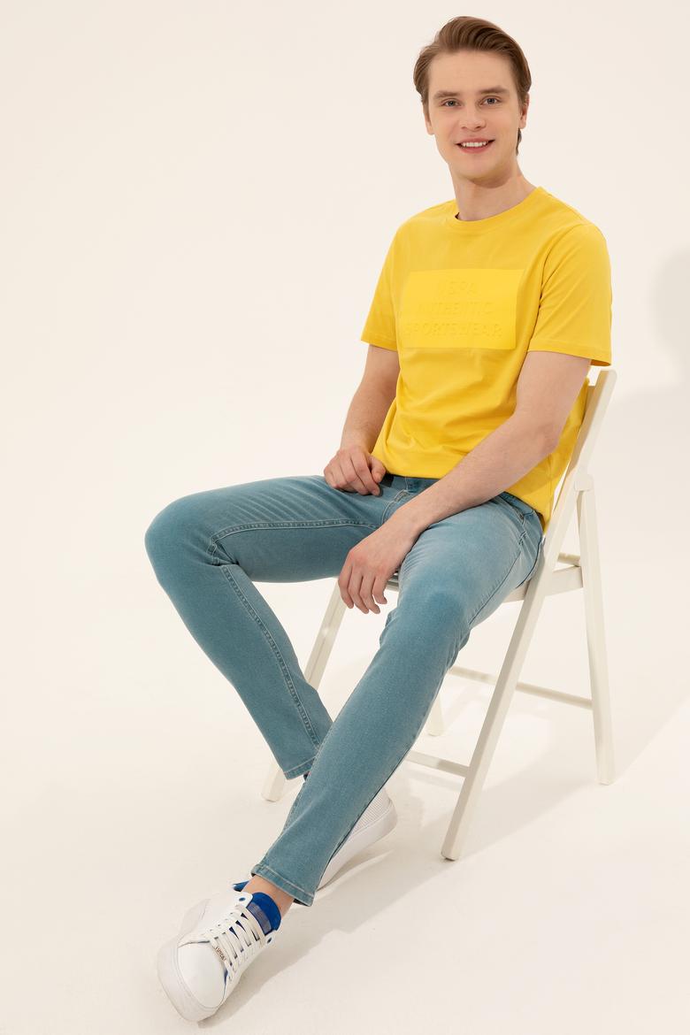 Erkek Safran Bisiklet Yaka Tişört